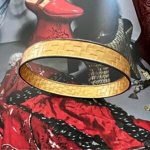 VINTAGE • Crown Trifari Style Basket Weave Woven Bangle Bracelet